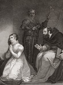 John Feckenham navštíví Lady Jane Gray v Tower of London (tisk)
