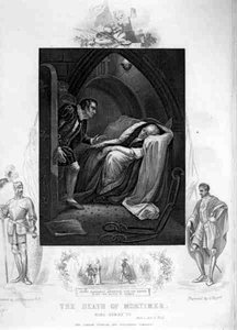 Smrt Mortimera, dějství II, scéna 5, v Jindřich VI (část I) od Williama Shakespeara (1564-1616), vyryto J. Rogersem (rytina)