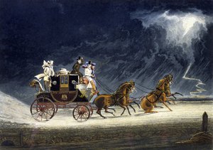 The Mail Coach in a Thunderstorm, vyrytý R.G. Rychtář