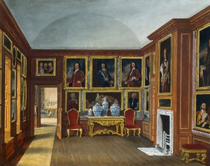 Admirálská galerie, rytina Daniela Havella (1785-1826), podle návrhu Jamese Stephanoffa (asi 1788-1874), Z historie královských sídel