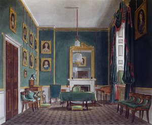 Zelená stahovací místnost, rytina Daniela Havella (1785-1826), podle návrhu Jamese Stephanoffa (asi 1788-1874), Z historie královských sídel