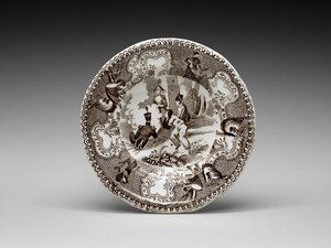 Talíř na šálek, c. 1837-1856 (olověná glazovaná kamenina s transferovým tiskem) od James (attr.to) Beech