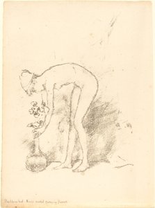 Nahá modelka aranžování květin, c. 1892. od James Abbott McNeill Whistler