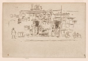 Ptačí klece, Chelsea, asi 1886-88 (lept; tuš na papíře) od James Abbott McNeill Whistler