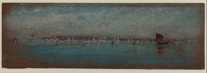 Modrá a stříbrná - Ostrovy, Benátky, 1879-80 (pastel na hnědém papíře) od James Abbott McNeill Whistler