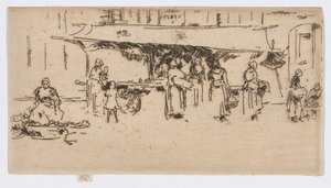 Stánek, tržiště, Loches od James Abbott McNeill Whistler
