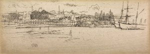 Dry-Dock, Southampton, ze souboru dvanácti leptů s názvem The Naval Review, 1887 od James Abbott McNeill Whistler