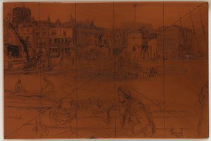 Leptací deska: Black Lion Wharf, 1859. od James Abbott McNeill Whistler