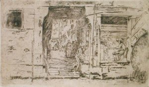 Obchod s rybami, Benátky (lept) od James Abbott McNeill Whistler