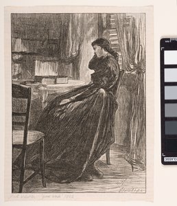 Joanna Douglas v "The Trial Sermon", 1862 od James Abbott McNeill Whistler
