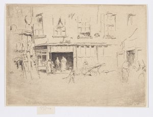 Malý dvůr, asi 1880-81 (lept; tuš na papíře) od James Abbott McNeill Whistler