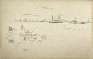 Monitory, ze souboru dvanácti leptů s názvem The Naval Review, 1887 od James Abbott McNeill Whistler