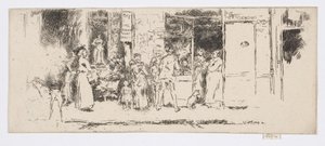 Novinový stánek, Rue de Seine, asi 1892-93 (lept; tuš na papíře) od James Abbott McNeill Whistler