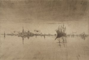 Nokturno, 1879-80 (lept a suchá jehla) od James Abbott McNeill Whistler