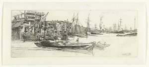 Pakhuizen aan de Theems Temžské sklady Šestnáct leptů scén na Temži a dalších témat (název série) od James Abbott McNeill Whistler