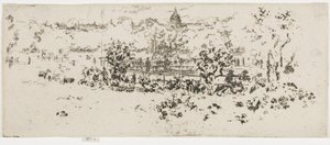 Pantheon, Lucemburské zahrady, cca 1892-93 (lept na papíře) od James Abbott McNeill Whistler