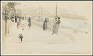 Růžová a stříbrná - Chelsea, nábřeží, c.1885 od James Abbott McNeill Whistler