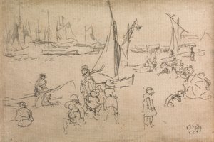 Portsmouth Children, ze souboru dvanácti leptů s názvem The Naval Review, 1887 od James Abbott McNeill Whistler