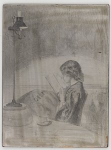 Reading by Lamplight, 1858. od James Abbott McNeill Whistler