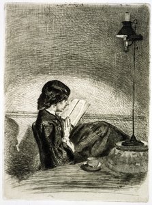 Reading by Lamplight, 1858 od James Abbott McNeill Whistler