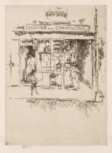 Holení a šamponování, asi 1886-88 (lept; tuš na papíře) od James Abbott McNeill Whistler