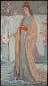 Skica pro růži a stříbro: Princezna země porcelánu, 1863-64 (olej na sololitu) od James Abbott McNeill Whistler
