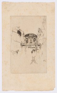 Temple Bar, asi 1877 (lept a suchá jehla; tuš na papíře) od James Abbott McNeill Whistler