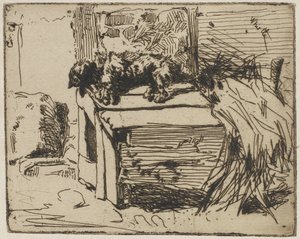 The Dog on the Kennel, 1858 (lept na papíře) od James Abbott McNeill Whistler