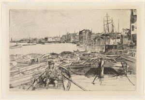 Přístavní nádrž, ze Šestnácti leptů se scénami na Temži od James Abbott McNeill Whistler