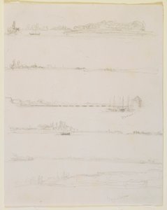 Rýn, poblíž Worms a Oppeheim, 1858. od James Abbott McNeill Whistler