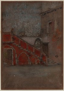 The Staircase: Note in Red, 1880 (pastel a pastel na hnědém papíře) od James Abbott McNeill Whistler