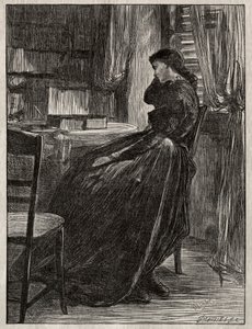 Soudní kázání: Joanna Douglas u svého stolu, 1862. od James Abbott McNeill Whistler