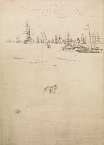 Loď návštěvníků ze souboru dvanácti leptů s názvem The Naval Review, 1887 od James Abbott McNeill Whistler