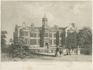 Ingestre Hall: litografie, nd [c 1844] od James Astbury Hammersley
