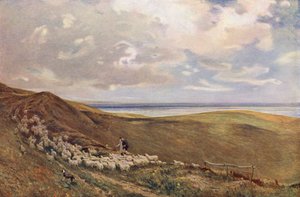 Na South Downs u Brightonu (barevná litografie)