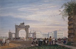 Pohled na Vládní dům z východu, Kalkata, asi 1820 (akvarel)