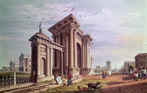 Court House Street, Kalkata, ryl Robert Havell, hospoda. 1824