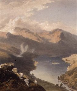 Grasmere z Langdale Fell, detail jezera, z „The English Lake District“, 1853