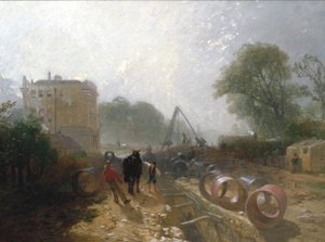 „Pokládání trubek monster z Nové řeky“, c1820-1870. od James Baker Pyne