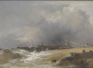 Littlehampton Pier na pobřeží Sussexu, kolem roku 1842 (olej na plátně) od James Baker Pyne