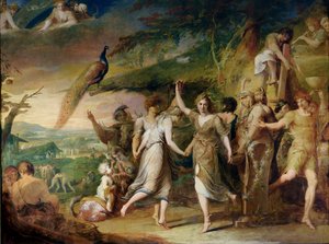 Řecký dožínkový dům aneb Díkůvzdání venkovským božstvům, Ceres, Bacchus Sylvanus a Pan, druhý v sérii Pokrok lidské kultury a vědění, cca 1777-84