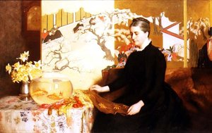 Dáma s japonským plátnem a zlatou rybkou (Portrét umělcovy matky)