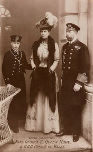 Král Jiří V., královna Marie a princ z Walesu od James Charles Dinham