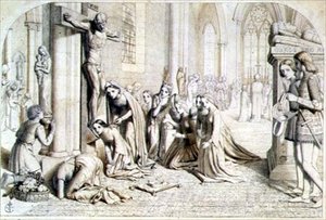Incident in the Life of Saint Elizabeth of Hungary - Compositional Study, 1850 od James Collinson