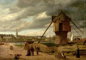 Krajina s větrným mlýnem, St Malo, Francie, 1877