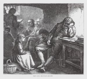Vězení, Bunyan spí (rytina) od James Dawson Watson