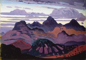 Deep Twilight, Pyreneje, cca 1912-13 (olej na panelu) od James Dickson Innes