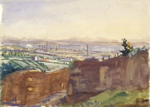 Llanelli z kamenolomu (akvarel na papíře) od James Dickson Innes