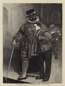 Beefeater a bubeník, skica ve věži od James Dromgole Linton