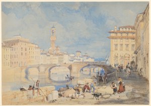 Most Santa Trinità, Florencie od James Duffield Harding